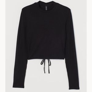 Black long sleeve open back top